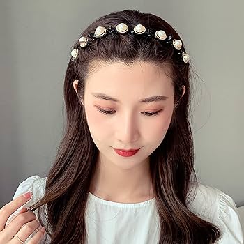 Amazon.co.jp: YienDoo ファッション パール ヘアバンド 織り